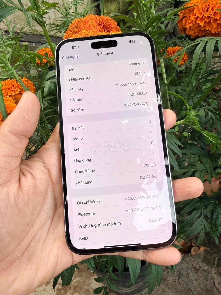 Apple iPhone 14 Pro Max 128GB Tím Zin áp pin 90%. Mua bán Điện thoại tại Quận Ninh Kiều Cần Thơ được đăng bởi trần văn mai hình 1