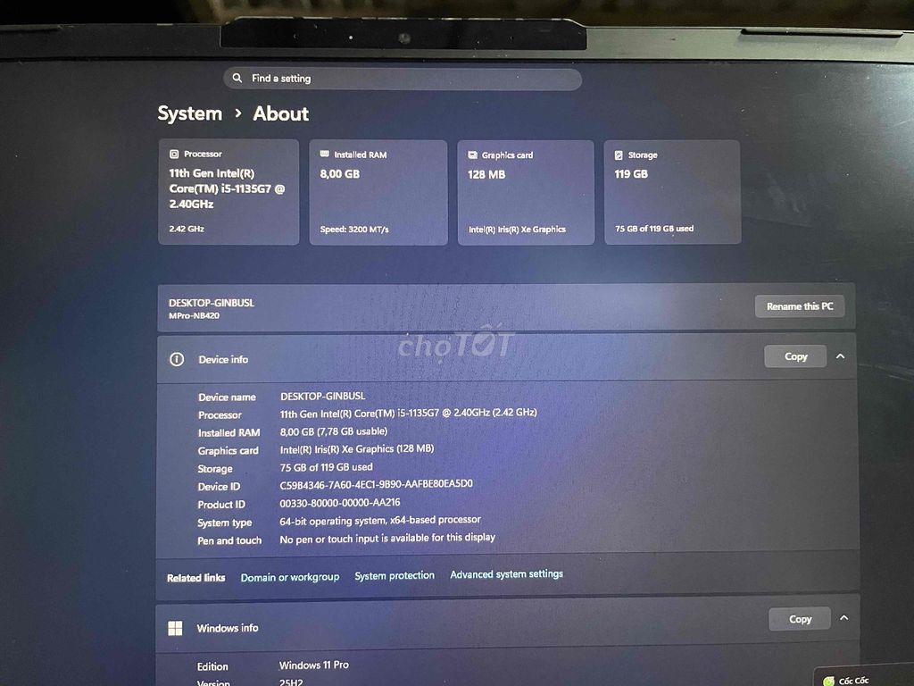 MousePro NB420H i5 1135G7 8GB/128GB SSD Đen. Mua bán Laptop tại Thành phố Gia Nghĩa Đắk Nông được đăng bởi Văn Ngọc hình 1