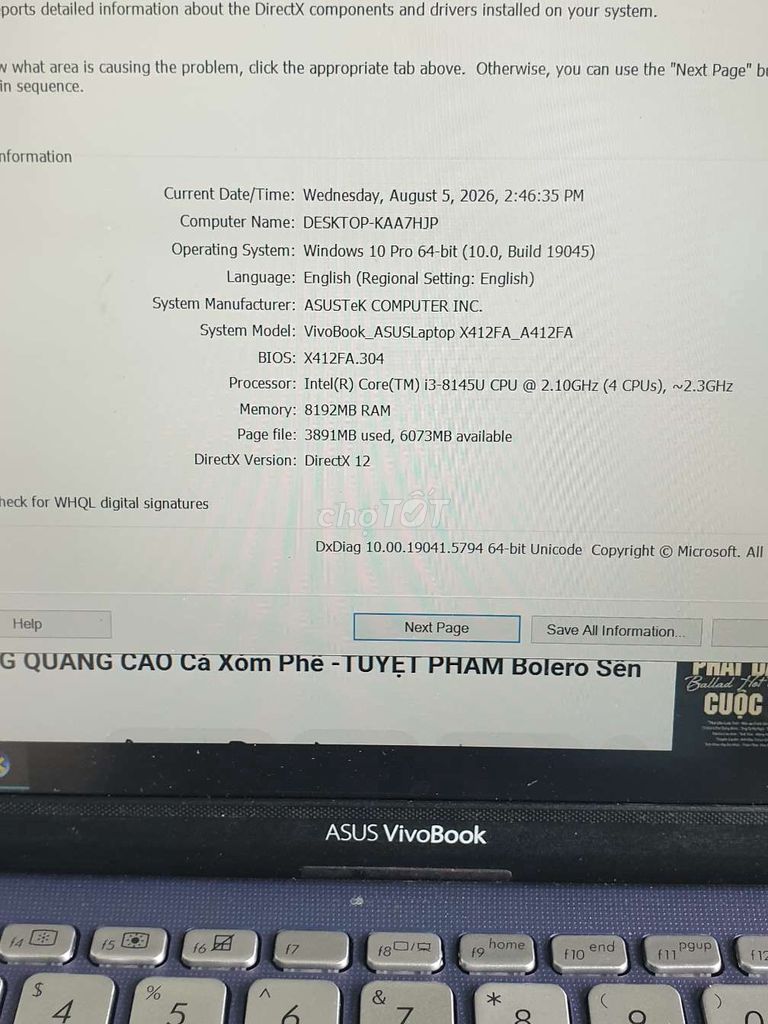 ASUS VivoBook X412FA i3-8145U 14 inch 8GB/SSD Xanh. Mua bán Laptop tại Thành phố Huế Thừa Thiên Huế được đăng bởi Nhân hình 1