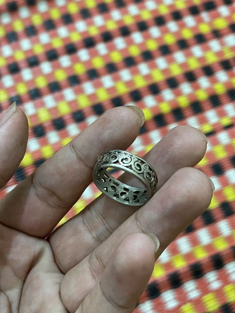 Nhẫn bạc 925, hình tròn hoa văn, Ny 18,5mm.