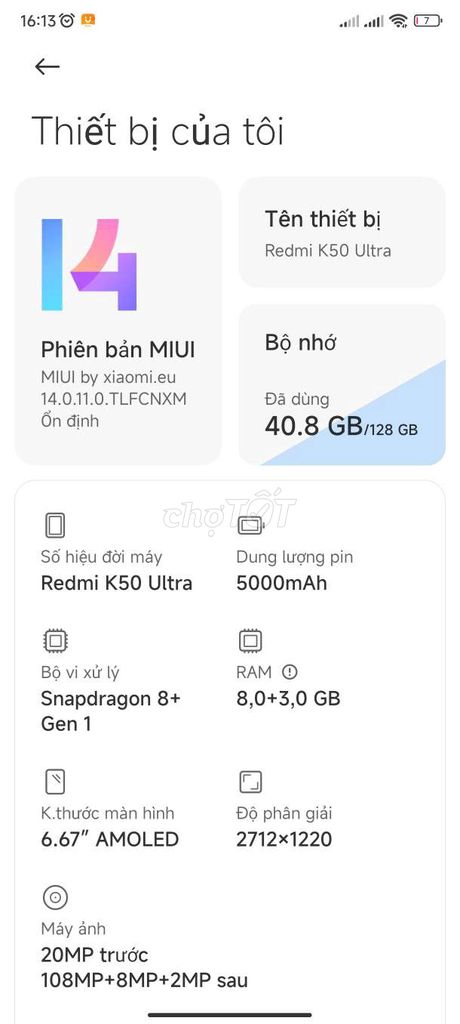Xiaomi Redmi K50 Ultra 8GB/128GB. Mua bán Điện thoại tại Huyện Đồng Phú Bình Phước được đăng bởi Anh hình 1