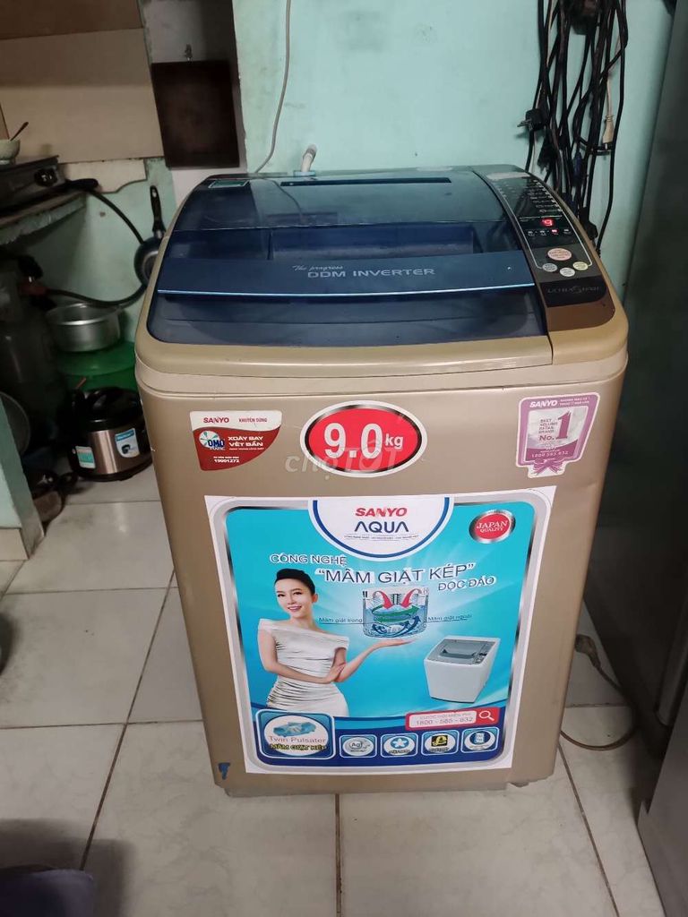 Thanh lý máy giặt aqua 9 kg inverter còn Sài ok