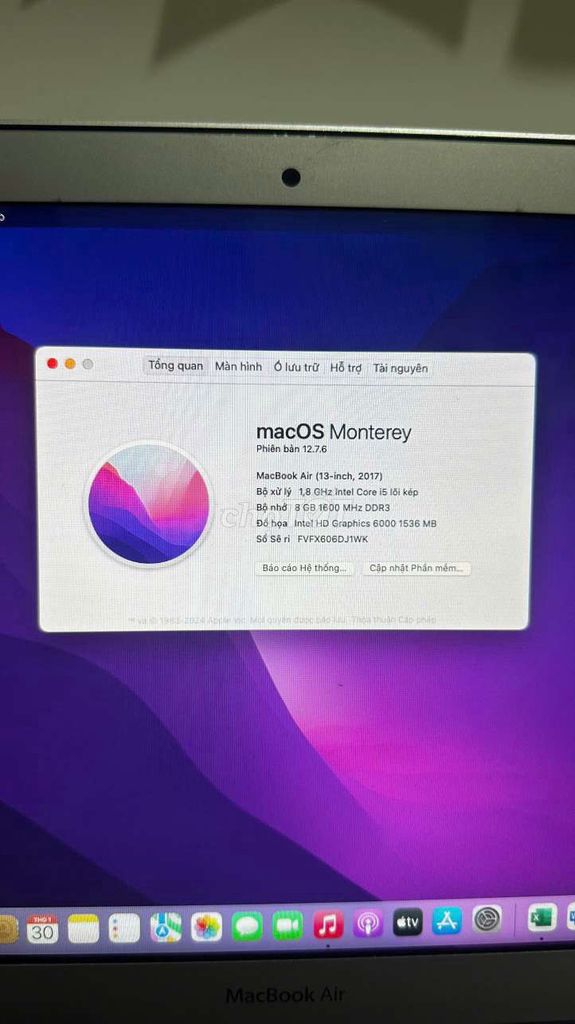 Apple MacBook Air 2017 i5 8GB/SSD. Mua bán Laptop tại Quận 6 Tp Hồ Chí Minh được đăng bởi Doan thanh truong hình 1