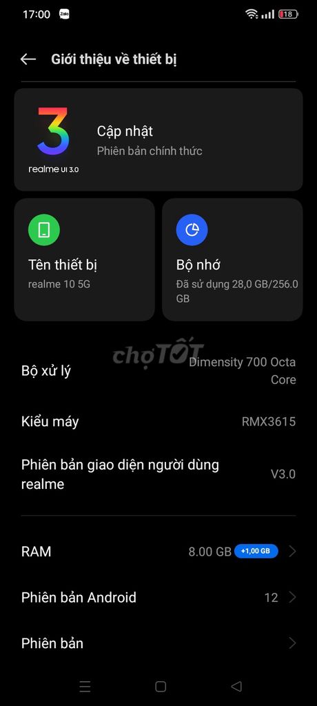 Realme 10 5G 256GB Đen. Mua bán Điện thoại tại Quận Bình Tân Tp Hồ Chí Minh được đăng bởi Cat tuong Nguyen hình 1