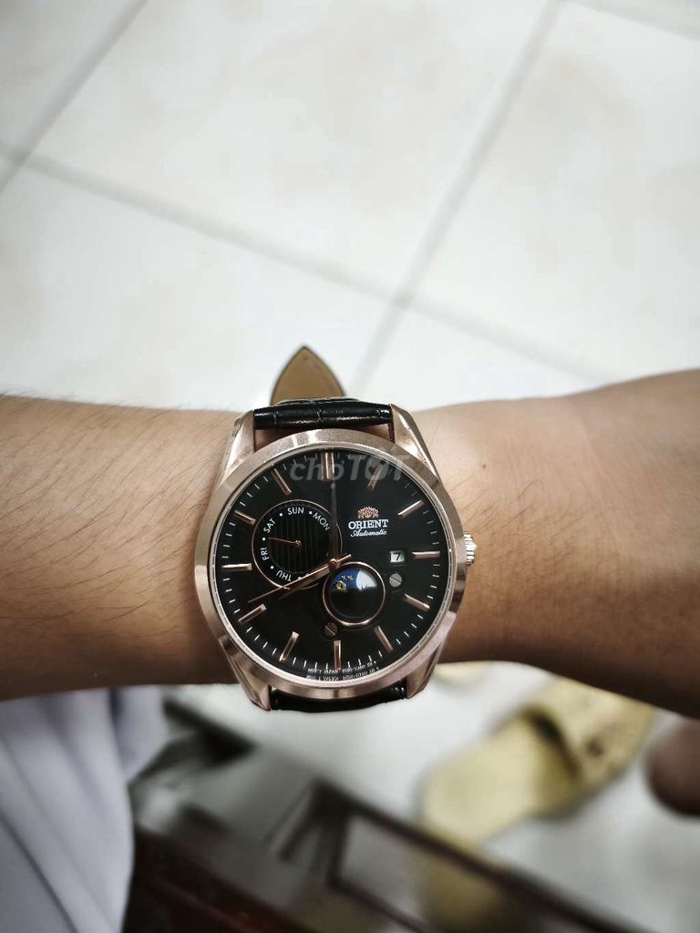 Orient Sun and Moon gen 5 Dây da Vàng hồng. Mua bán Đồng hồ tại Thành phố Mỹ Tho Tiền Giang được đăng bởi Quang Hồ hình 1