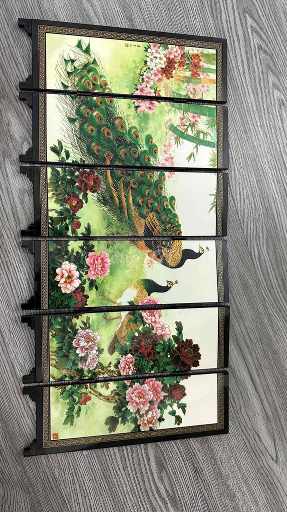 Tranh bình phong Sơn mài Chim công 48x25cm. Mua bán Đồ sưu tầm, đồ cổ tại Quận 11 Tp Hồ Chí Minh được đăng bởi Hiếu 1988 hình 1