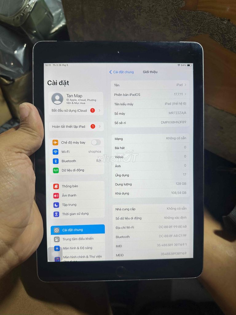 iPad Gen 6 128GB Wifi + 4G. Mua bán Máy tính bảng tại Quận Phú Nhuận Tp Hồ Chí Minh được đăng bởi Tấn hình 1