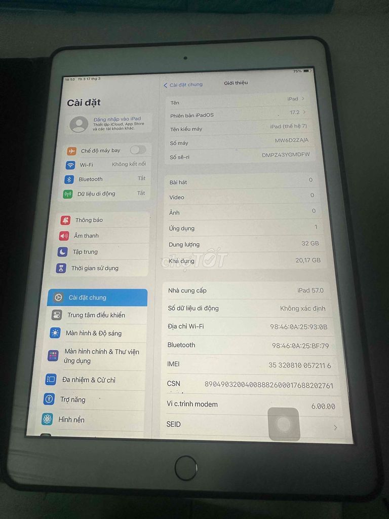 Apple iPad Gen 7 32GB. Mua bán Máy tính bảng tại Thành phố Vũng Tàu Bà Rịa - Vũng Tàu được đăng bởi mạnh hùng hình 1