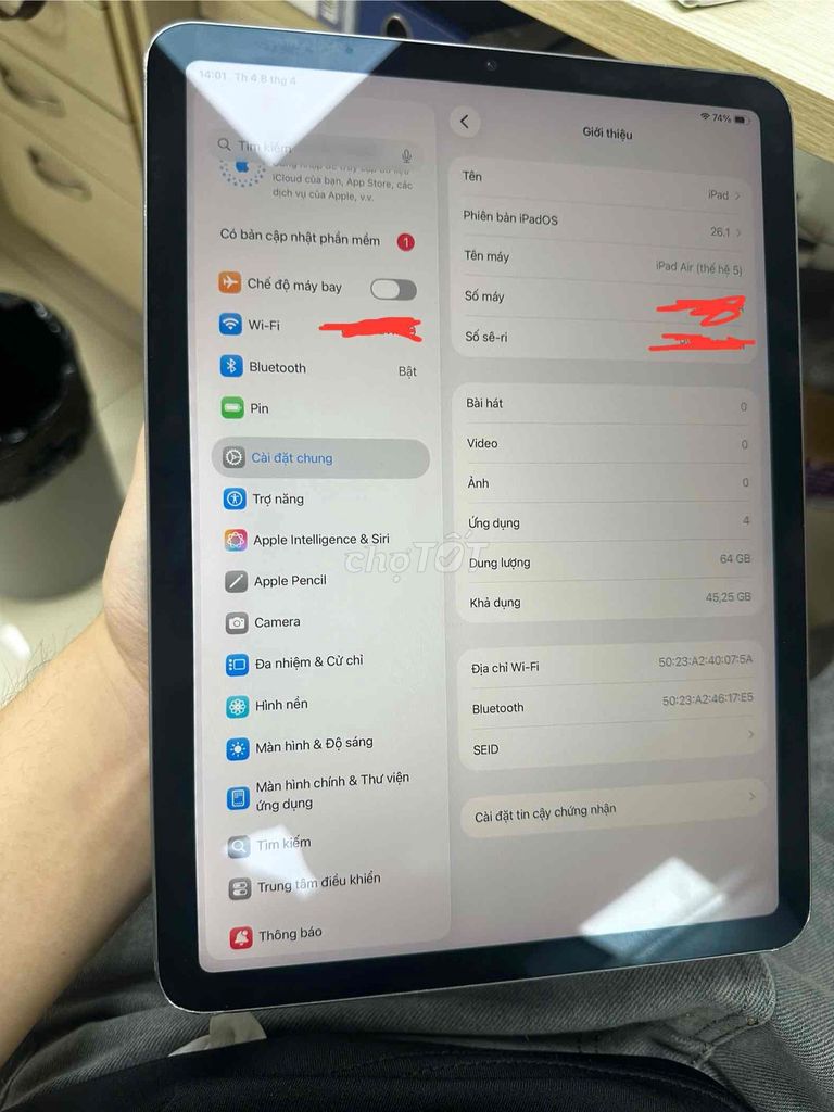 Apple iPad Air 5 64GB Xám. Mua bán Máy tính bảng tại Quận Nam Từ Liêm Hà Nội được đăng bởi Khánh hình 1