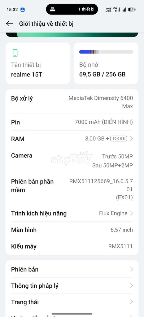Realme 15T 256GB Đen. Mua bán Điện thoại tại Huyện Bù Đăng Bình Phước được đăng bởi Huy Ngọng hình 1