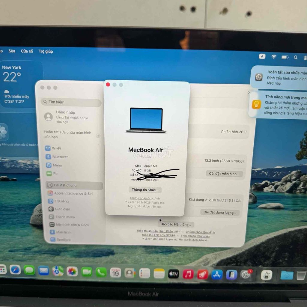 Macbook Air M1 2020 8g/256g sac 65 lần bh3 th. Mua bán Laptop tại Quận 3 Tp Hồ Chí Minh được đăng bởi Phúc Nguyễn hình 1
