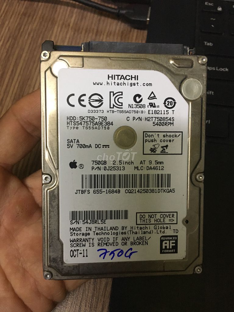 hdd 750gb laptop hiệu hitachi 100% sk