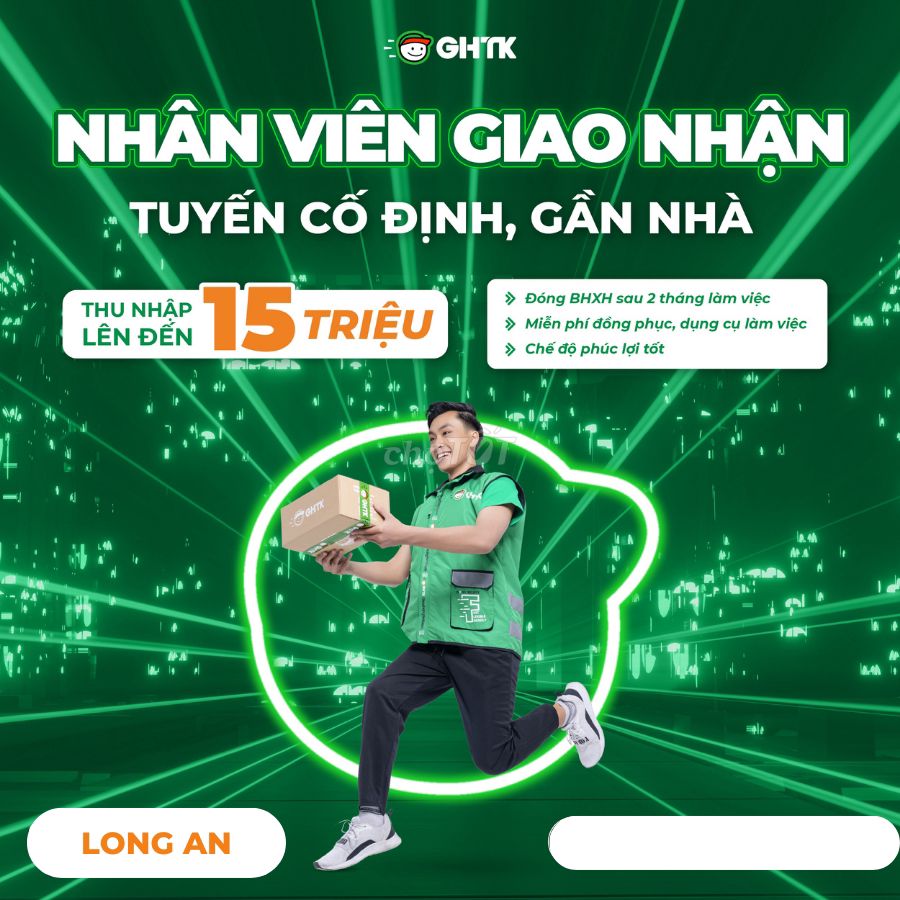 CÁC KHU VỰC LONG AN TUYỂN SHIPPER THU NHẬP 15M+