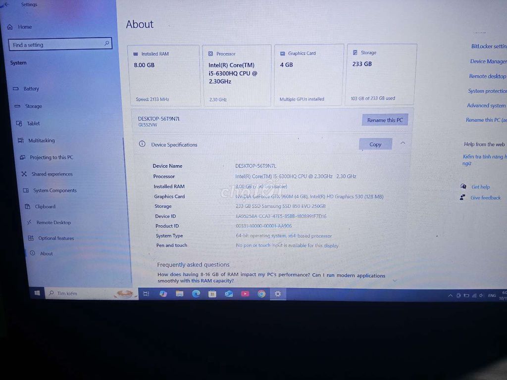 Laptop Asus ROG Core i56300, 8GB, 256Gb, 15.6 inch. Mua bán Laptop tại Huyện Bến Cầu Tây Ninh được đăng bởi Thông Nguyễn hình 1