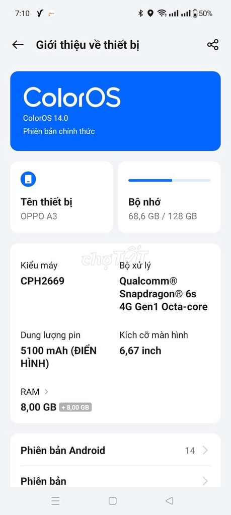 OPPO A3 8GB/128GB. Mua bán Điện thoại tại Quận Bình Tân Tp Hồ Chí Minh được đăng bởi hải hình 1