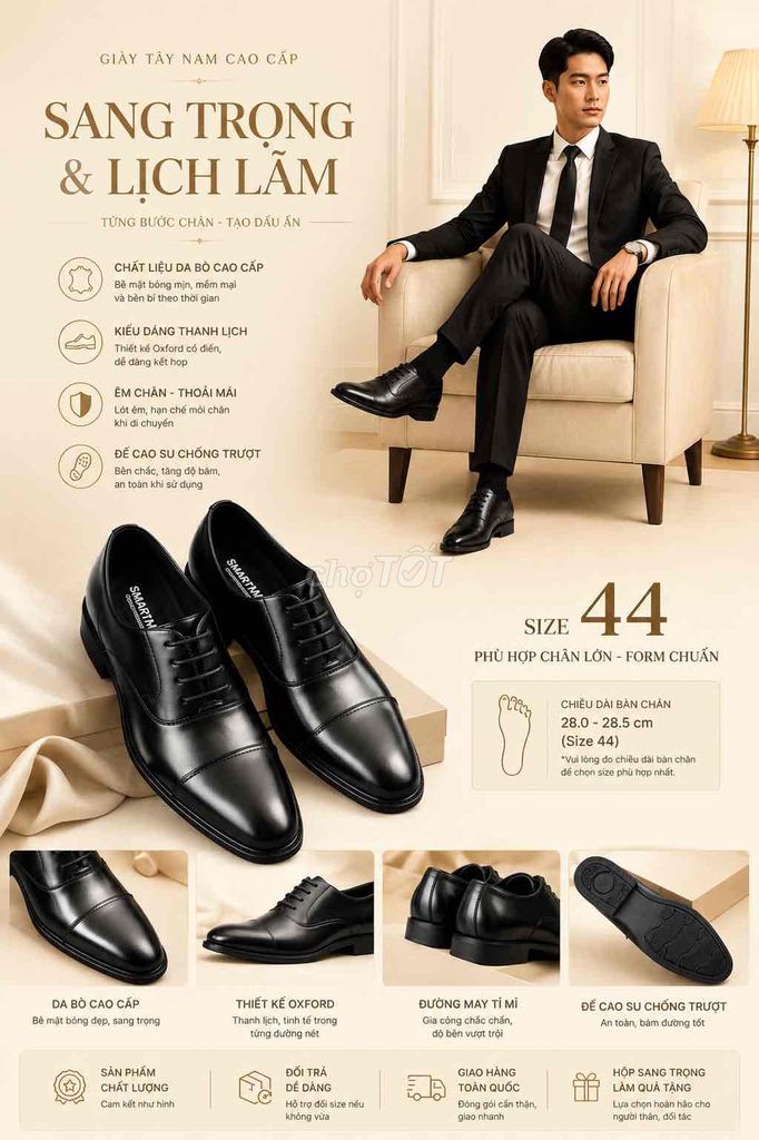 Giày tây Oxford Nam Da cao cấp size 44. Mua bán Giày dép tại Quận Bình Tân Tp Hồ Chí Minh được đăng bởi Ngọc Hân hình 1