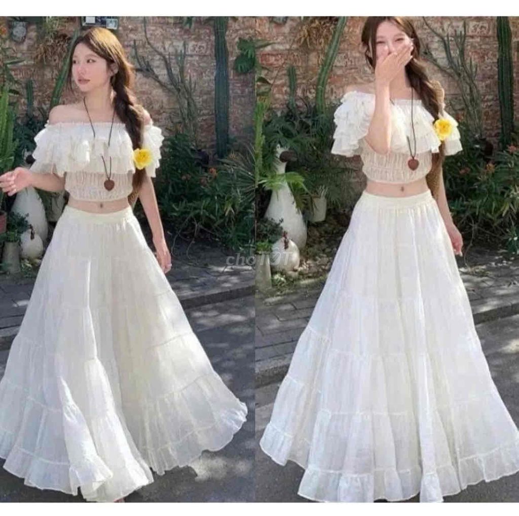 Set áo croptop chân váy Nữ Trắng. Mua bán Quần áo tại Huyện Krông Pắc Đắk Lắk được đăng bởi Bảo an hình 1