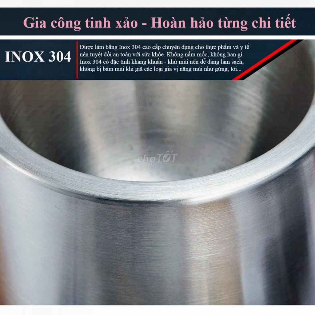 Cối chày Inox 304 cao cấp bền bỉ theo thời gian