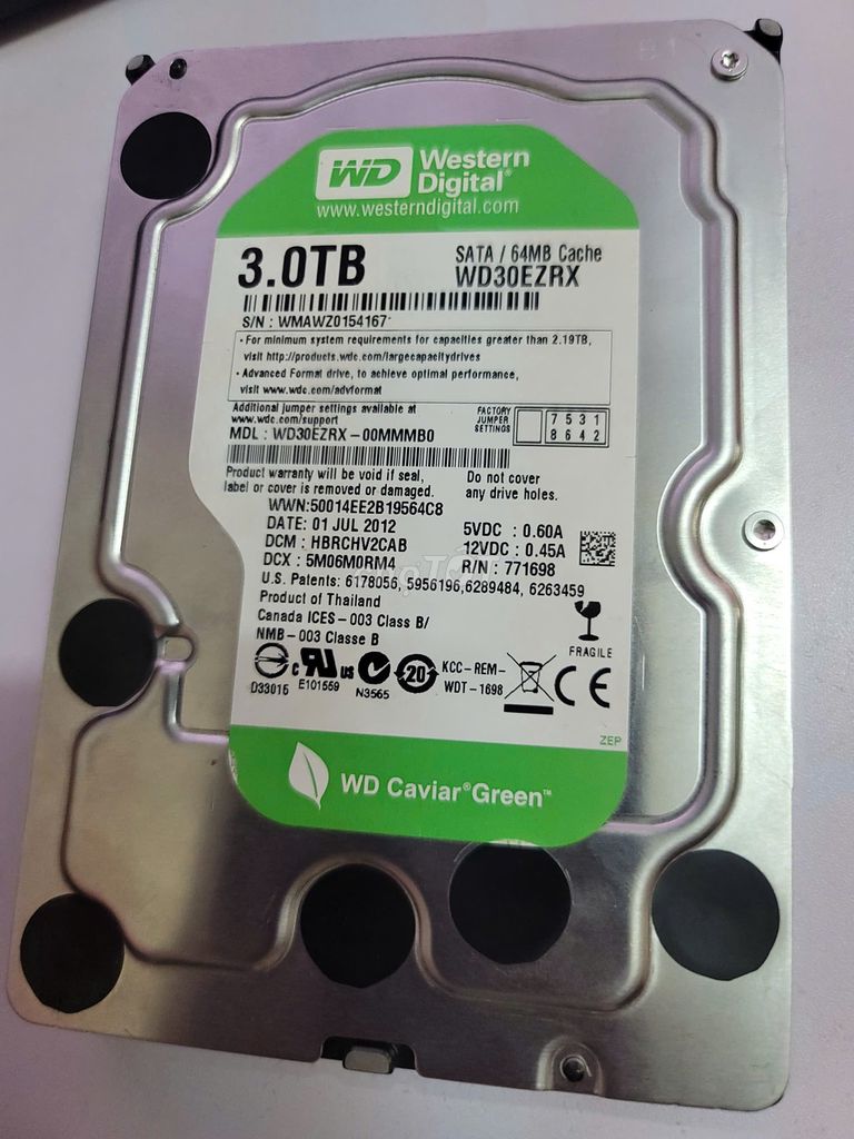 Ổ cứng HDD Western Digital WD30EZRX. Mua bán Linh kiện (RAM, Card...) tại Quận Bình Tân Tp Hồ Chí Minh được đăng bởi Tran The Trung hình 1