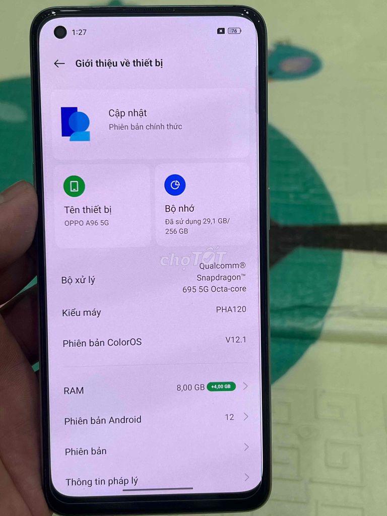 Oppo A96 5G 8/256GB Xám. Mua bán Điện thoại tại Quận Hoàng Mai Hà Nội được đăng bởi Nguyennoi hình 1