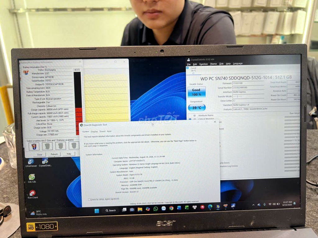 Acer Aspire A715-76 i7-12650H 16GB/512GB Xám. Mua bán Laptop tại Quận Đống Đa Hà Nội được đăng bởi Quang Luxthumua hình 1