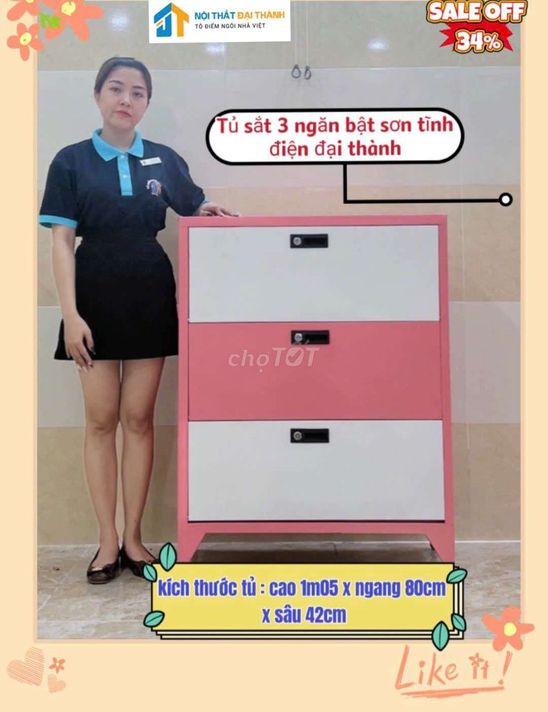 TỦ SẮT 3 NGĂN BẬT STĐ - GIAO HÀNG FFESHIP TPHCM