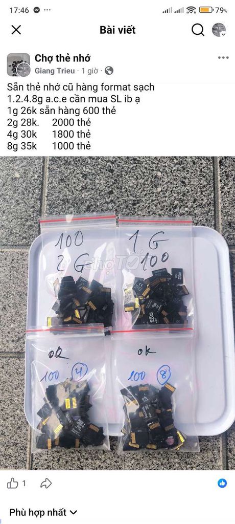 Thẻ nhớ 1.2.4.8G đã sử dụng. Mua bán Phụ kiện (Màn hình, Chuột...) tại Huyện Vĩnh Tường Vĩnh Phúc được đăng bởi Chuyên Cung Cấp vỏ adapter và Thẻ Nhớ  hình 1