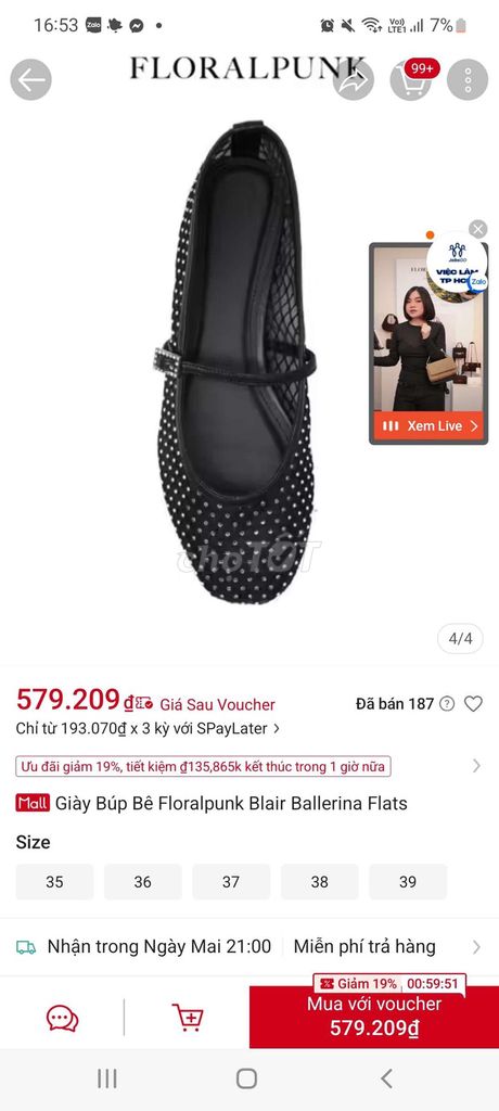Giày búp bê nữ lưới size 36. Mua bán Giày dép tại Quận Gò Vấp Tp Hồ Chí Minh được đăng bởi YẾN NGÔ THỊ HOÀNG hình 1