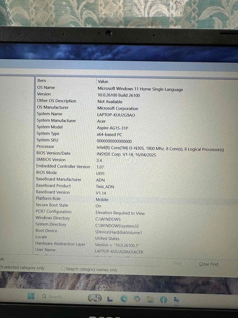 Acer Aspire AG15-31P i3-N305 8GB/256GB. Mua bán Laptop tại Quận Hà Đông Hà Nội được đăng bởi Đình Tưởng hình 1