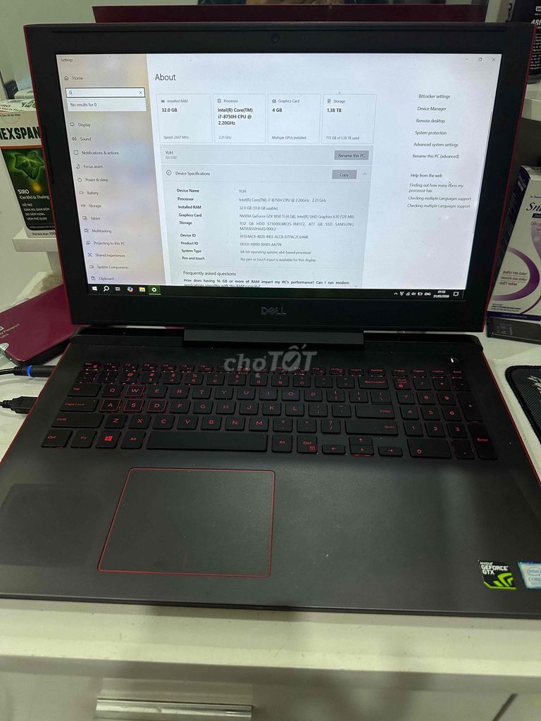 Dell G5 5587 i7 8750H 32GB/500GB VGA GTX 1050Ti. Mua bán Laptop tại Quận 12 Tp Hồ Chí Minh được đăng bởi Huy Trần hình 1