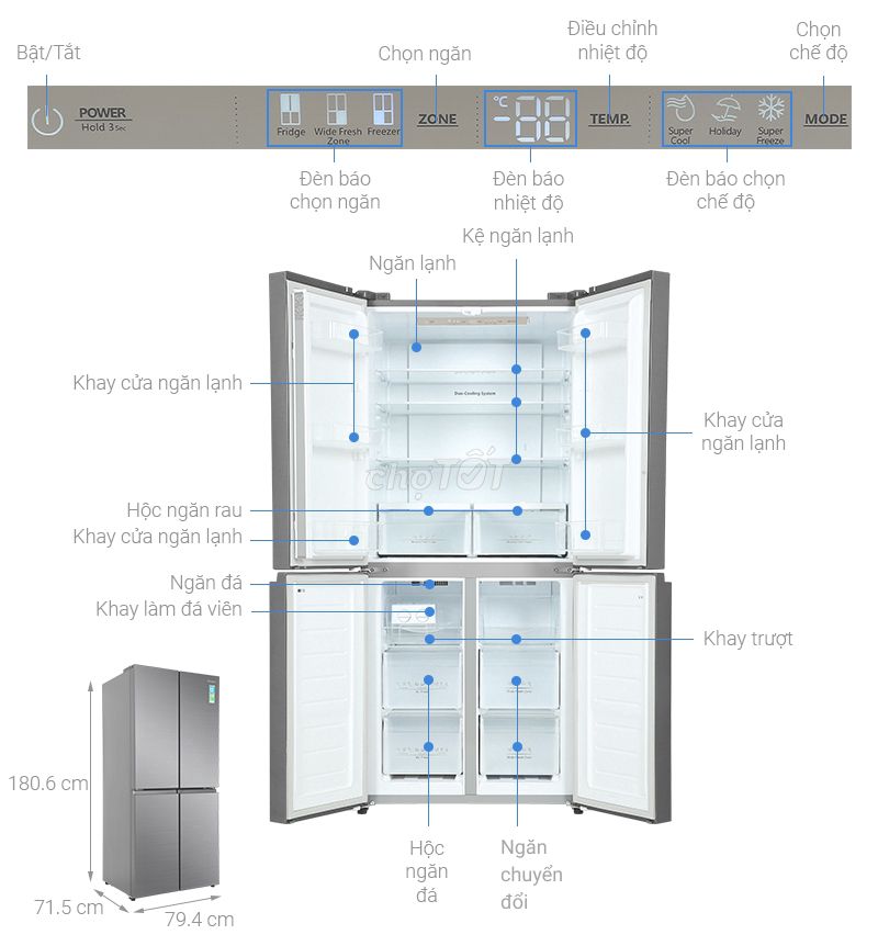 Tủ lạnh Casper Inverter 462 lít- Hàng Chính Hãng