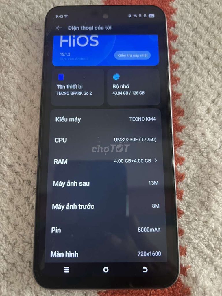 TECNO Spark Go 2 128GB Xám. Mua bán Điện thoại tại Quận Cái Răng Cần Thơ được đăng bởi Thích Đồ Si hình 1