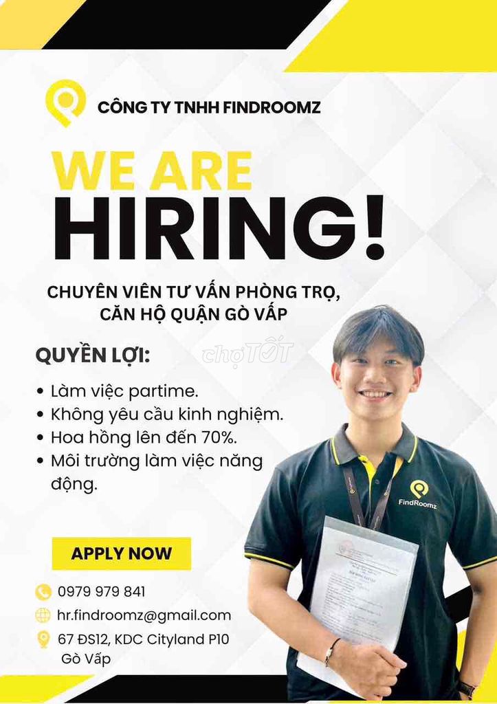 Findroomz tuyển 10 nhân viên sale phòng trọ Gò Vấp. Việc làm Nhân viên kinh doanh tại Quận Gò Vấp Tp Hồ Chí Minh được đăng bởi Ánh Nguyệt Findroomz hình 1