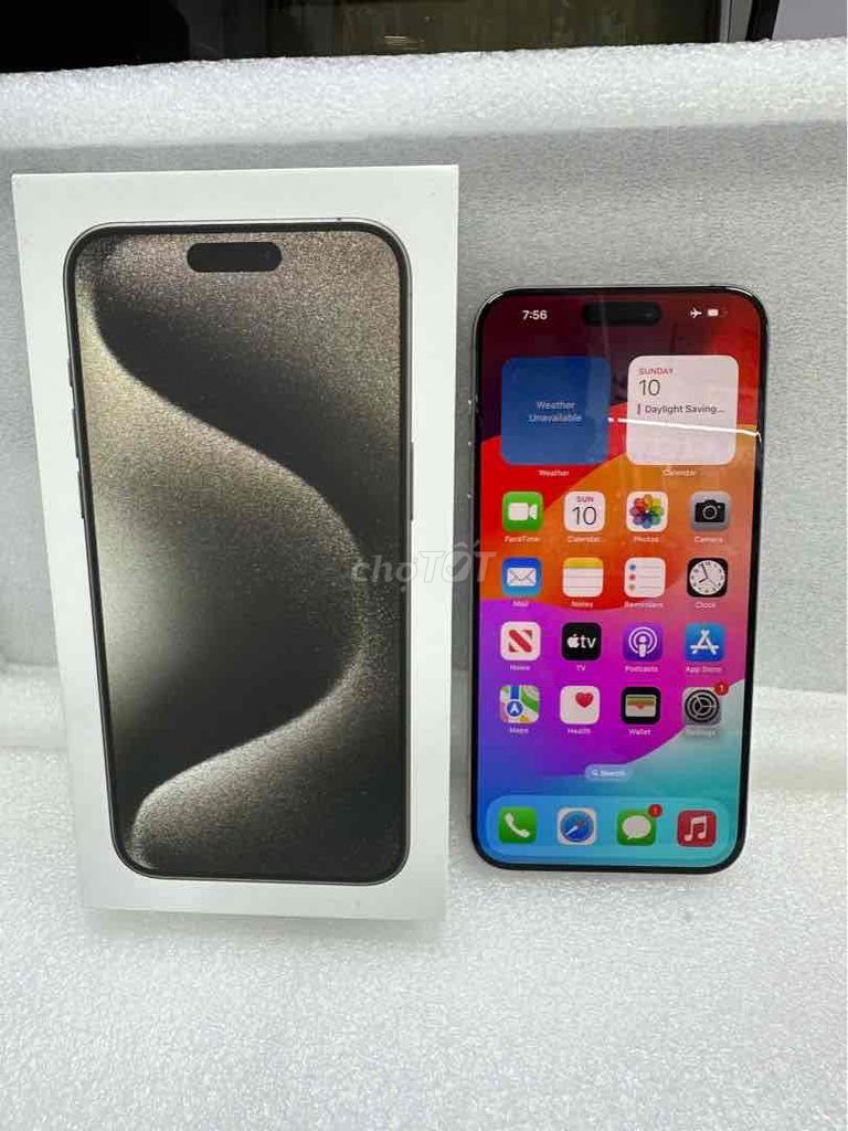 iphone 15 ProMax 256 titan tự nhiên Fullbox BH 9th