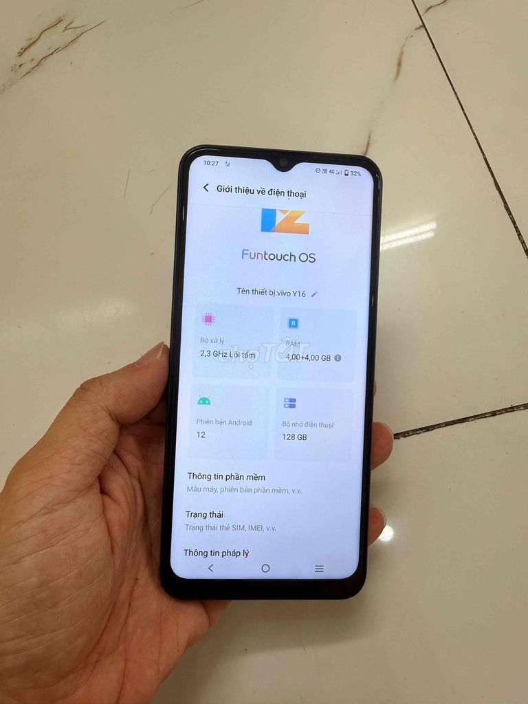 Vivo Y16 128GB Đen xấu pin 5000. Mua bán Điện thoại tại Quận Hà Đông Hà Nội được đăng bởi Mạnh Mobile hình 1