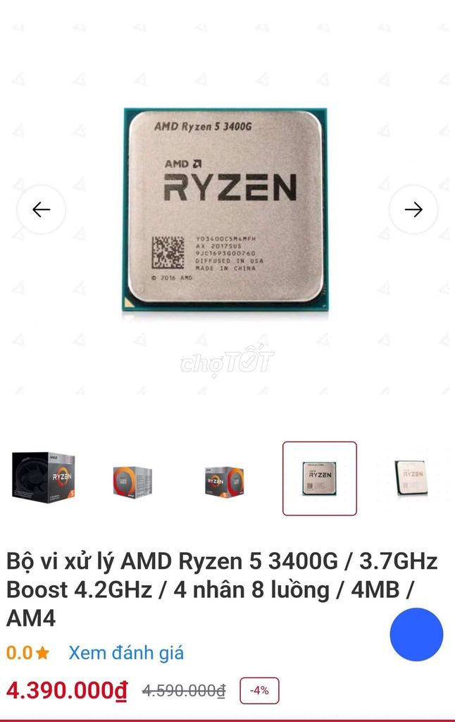 CPU Ryzen 5  3400G