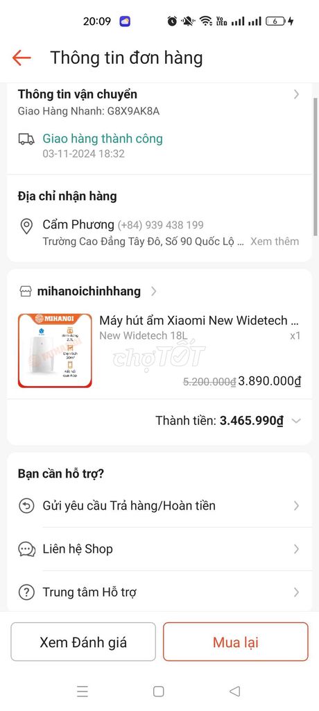Máy hút ẩm xiaomi. Mua bán Máy lạnh, điều hoà tại Quận Bình Thuỷ Cần Thơ được đăng bởi Anh Tuấn hình 1