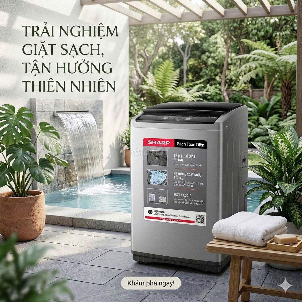 Máy giặt Sharp - GÓP K QUA NGÂN HÀNG - BAO NỢ XẤU. Mua bán Máy giặt tại Quận 12 Tp Hồ Chí Minh được đăng bởi XE ĐIỆN TRẢ GÓP hình 1