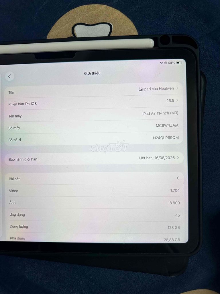 Apple iPad Air 11-inch (M3) 128GB Xám. Mua bán Máy tính bảng tại Thành phố Vinh Nghệ An được đăng bởi Phan Khánh Huyền hình 1