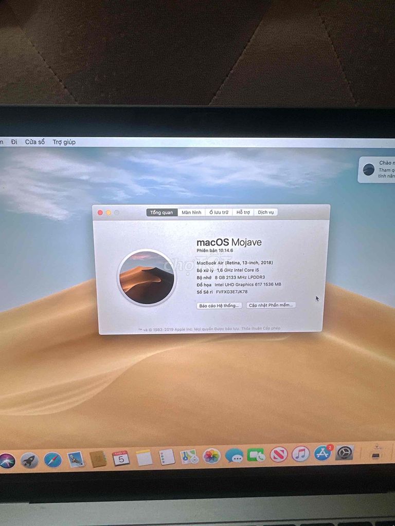 Macbook Air i5 ssd 256gb ram 8gb. Mua bán Laptop tại Quận Tân Bình Tp Hồ Chí Minh được đăng bởi Hạo Nam hình 4