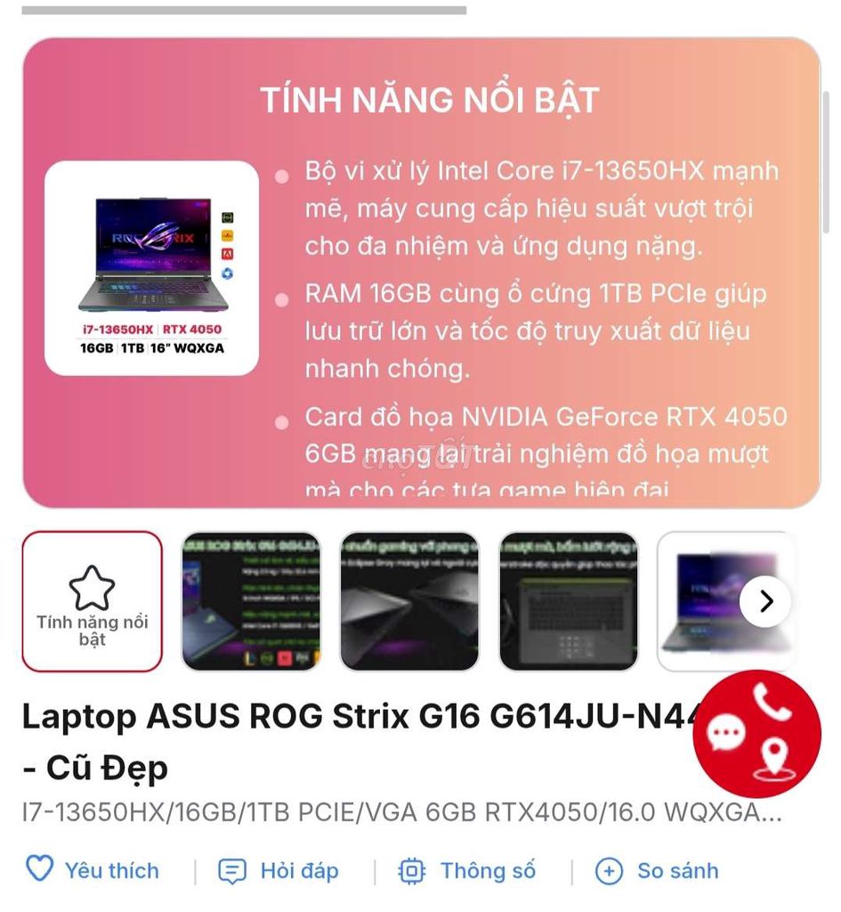 ASUS ROG Strix G16 i7-13650HX 16 inch 16GB/512GB. Mua bán Laptop tại Huyện Bình Chánh Tp Hồ Chí Minh được đăng bởi Nguyễn Văn Hiếu hình 1