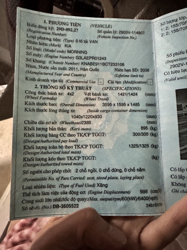 Kia Morning 2011 Van 1.0 AT - 16000 km. Mua bán Ô tô tại Huyện Gia Lâm Hà Nội được đăng bởi Thị Hồng Liên Lê hình 3