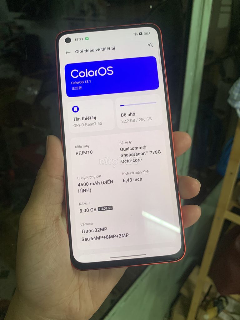 Oppo Reno 7 5G Đỏ 8G/256G nguyên rin, màn Amoled. Mua bán Điện thoại tại Quận Hải Châu Đà Nẵng được đăng bởi hieu nguyen  hình 1