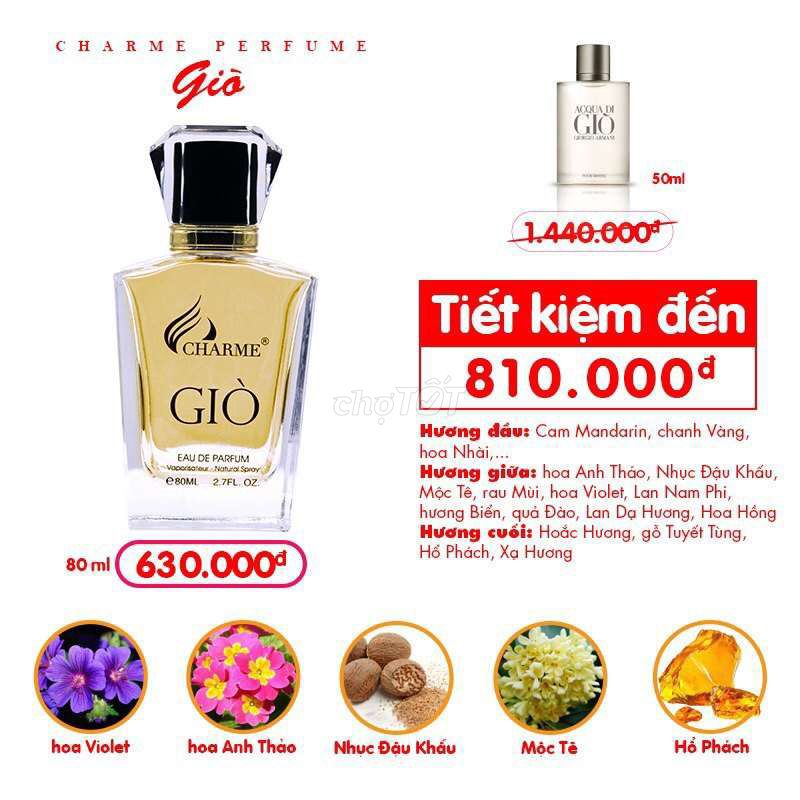 Nước hoa Charme Giò 80ml. Đại hạ giá và mới 100%