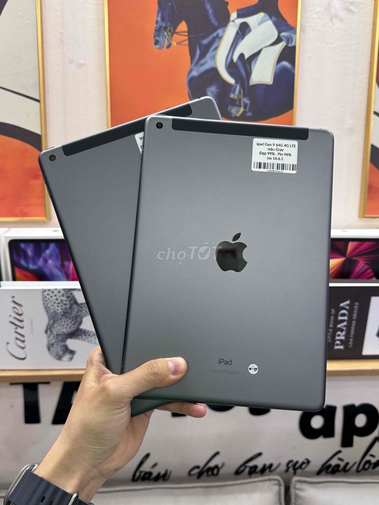 Ipad Gen 9 64G Wifi + 4G LTE gray máy đẹp p100%