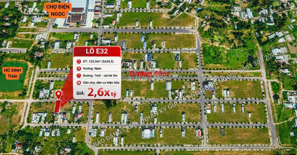 Cách FPT 3 phút – Lô 122,5m² – Giá *** 2,6x tỷ