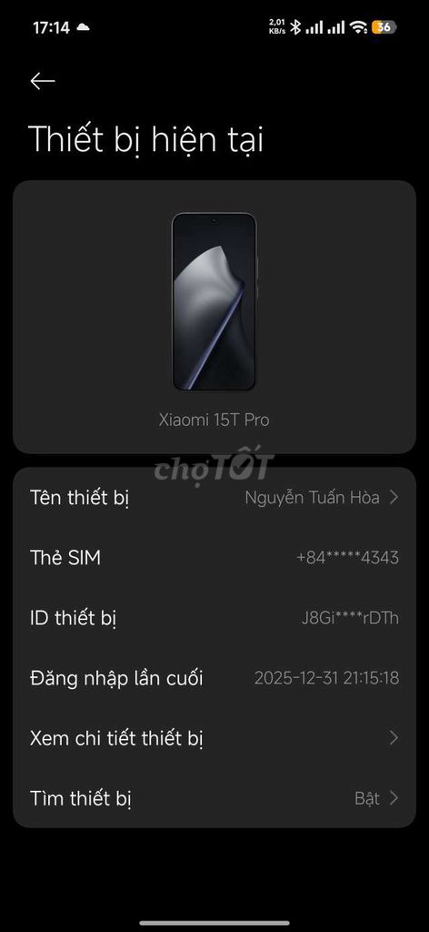 Xiaomi 15T Pro 256GB Đen. Mua bán Điện thoại tại Quận Cẩm Lệ Đà Nẵng được đăng bởi Tuấn Hòa hình 1