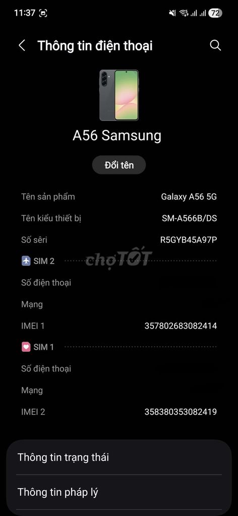 Samsung Galaxy A56 5G 8GB/128GB Đen. Mua bán Điện thoại tại Quận 1 Tp Hồ Chí Minh được đăng bởi Lê Khánh Nhân hình 1