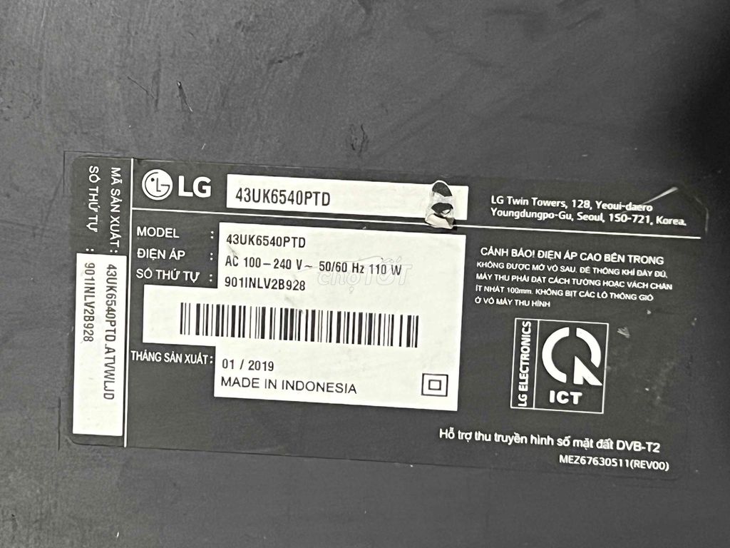 Tivi LG 43UK6540PTD 43 inch Va gậy Bể màn. Mua bán Tivi, Âm thanh tại Quận Bình Tân Tp Hồ Chí Minh được đăng bởi khánh Linh hình 1
