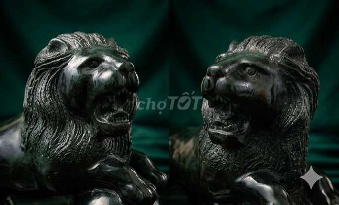 Tượng phong thủy Sư tử vờn cầu Đá Quặng Than